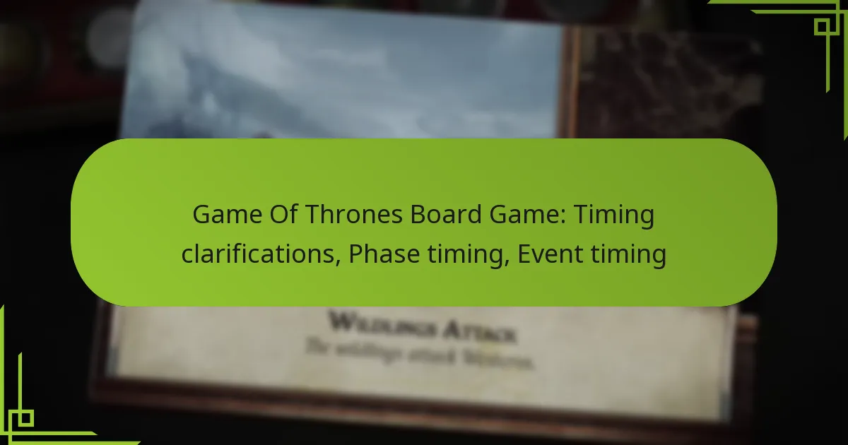 Game Of Thrones Board Game: Timing clarifications, Phase timing, Event timing