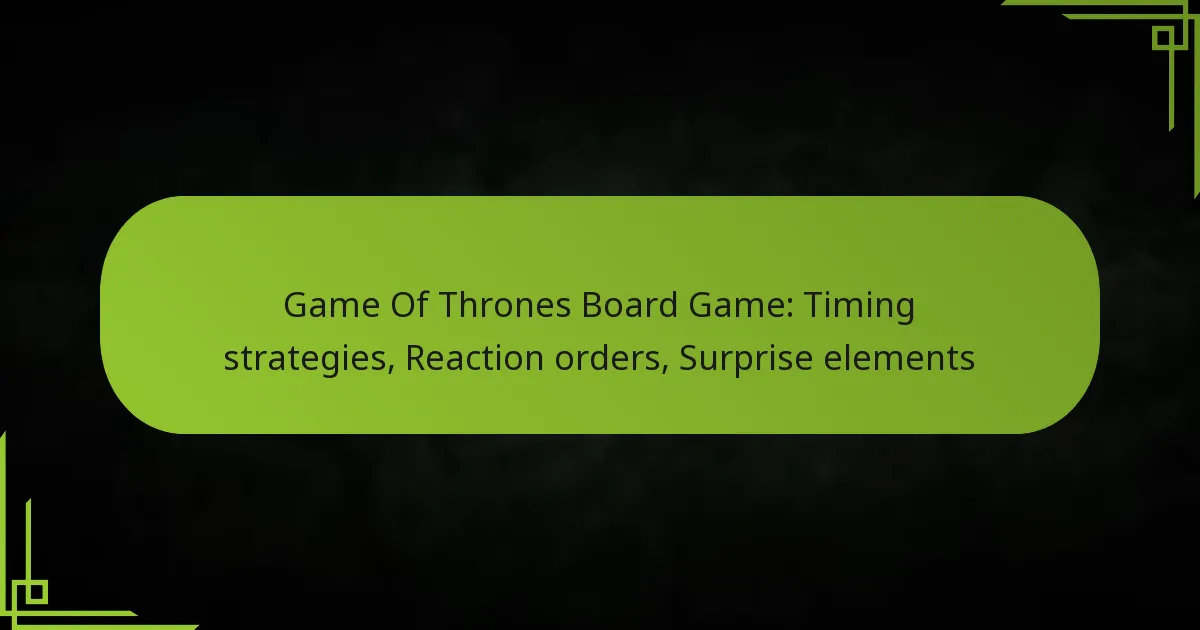 Game Of Thrones Board Game: Timing strategies, Reaction orders, Surprise elements